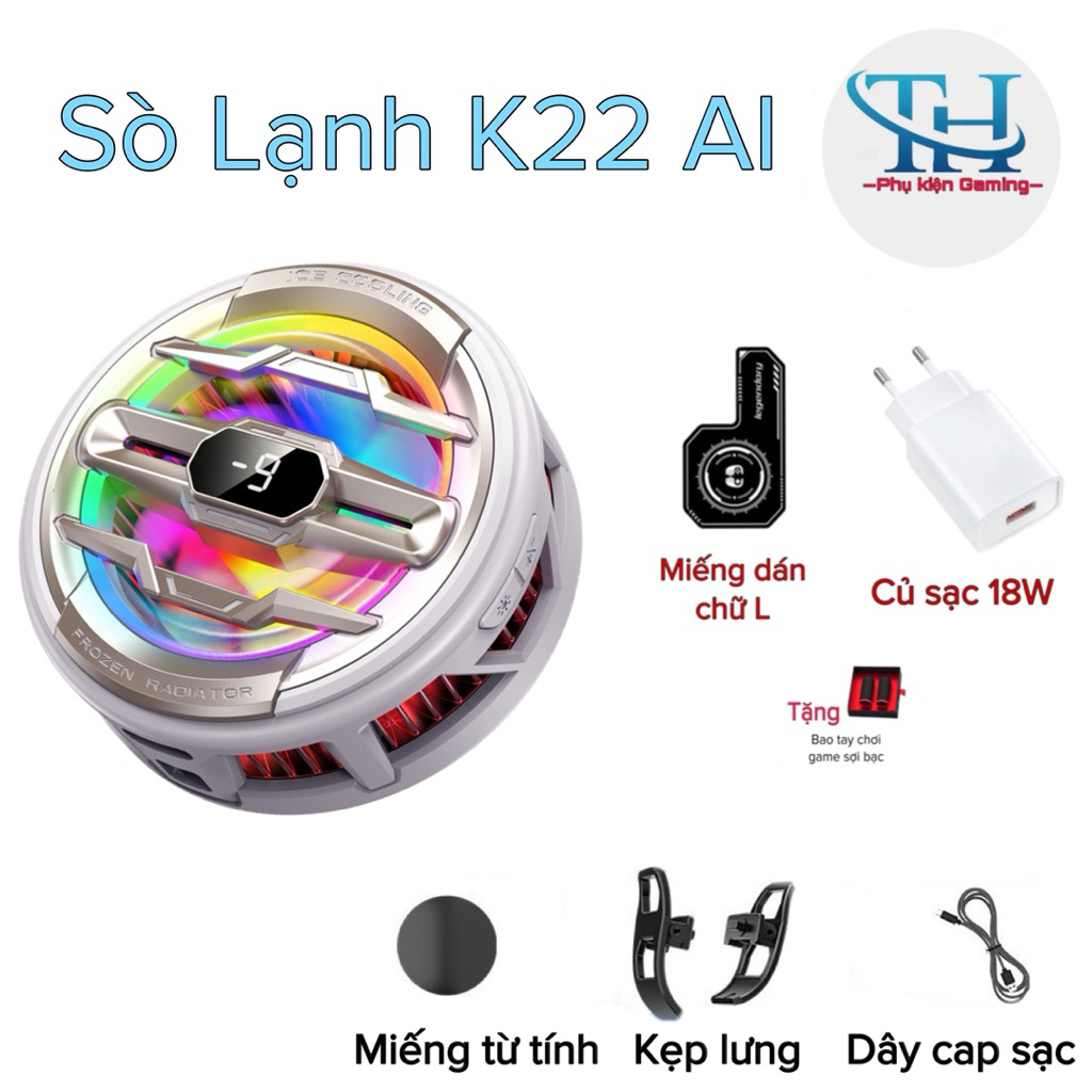 Sò lạnh K22 AI (15W) hỗ trợ làm mát điện thoại/máy tính bảng- TH shops phụ kiện gaming