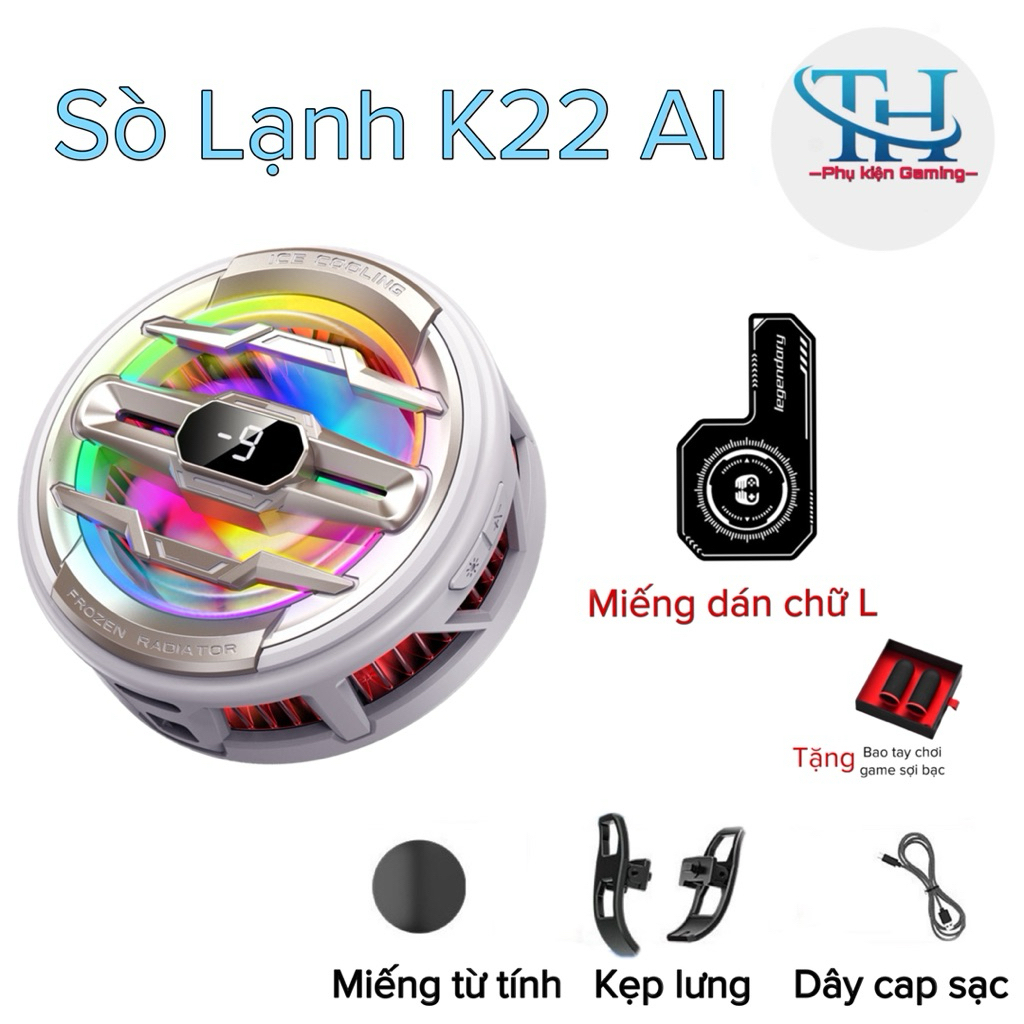 Sò lạnh K22 AI (15W) hỗ trợ làm mát điện thoại/máy tính bảng- TH shops phụ kiện gaming