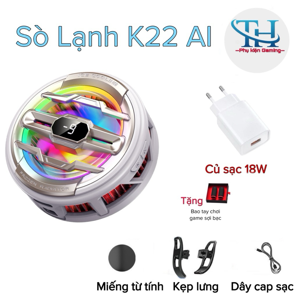 Sò lạnh K22 AI (15W) hỗ trợ làm mát điện thoại/máy tính bảng- TH shops phụ kiện gaming