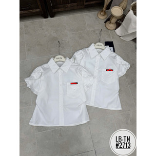 Áo sơ mi thô  cổ đức tay cộc bèo túi vuông #2713