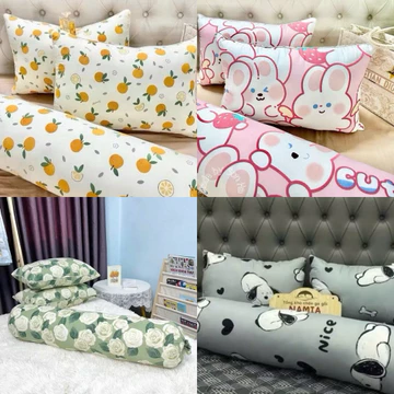 Combo 2 gối đầu +1 gối ôm poly cotton cao cấp ruột gối nằm và ruột gối ôm họa tiết