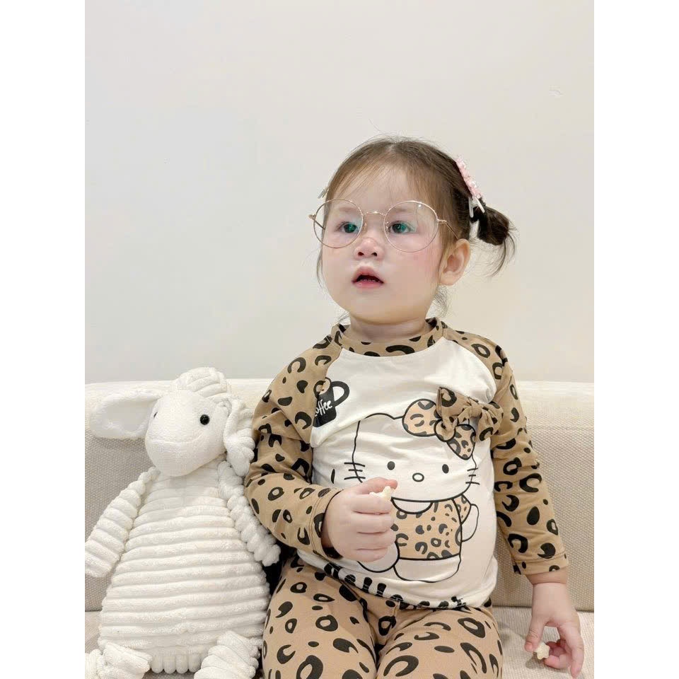 ( COMBO 1-2 BỘ ) BỘ BÉ GÁI SZ 10 - 32 KG CHẤT TĂM GÂN MỀM MÁT MẪU DA BÁO 2 MÀU CHO CÁC MOM LỰA CHỌN