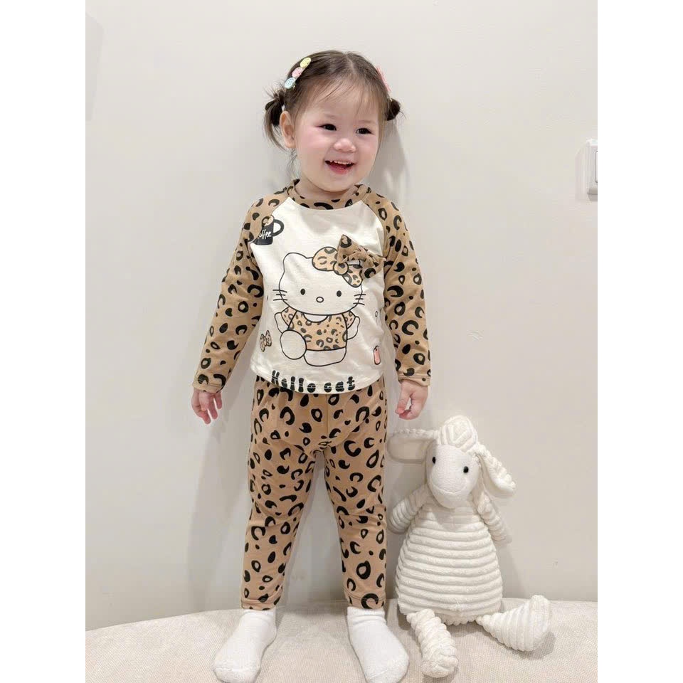 ( COMBO 1-2 BỘ ) BỘ BÉ GÁI SZ 10 - 32 KG CHẤT TĂM GÂN MỀM MÁT MẪU DA BÁO 2 MÀU CHO CÁC MOM LỰA CHỌN