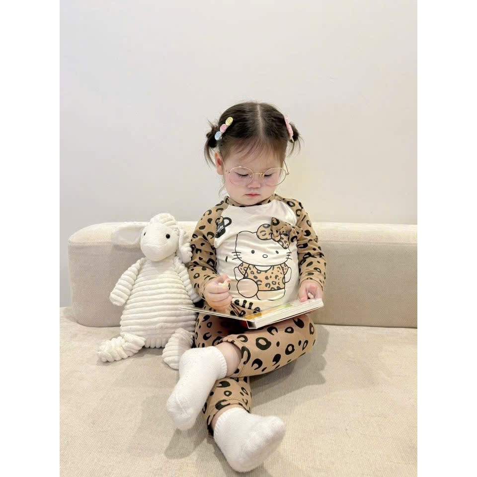 ( COMBO 1-2 BỘ ) BỘ BÉ GÁI SZ 10 - 32 KG CHẤT TĂM GÂN MỀM MÁT MẪU DA BÁO 2 MÀU CHO CÁC MOM LỰA CHỌN