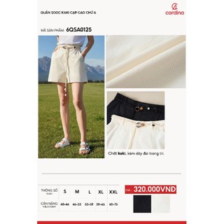 6QSA01 Quần short nữ CARDINA chất liệu kaki mềm cạp cao cách điệu kiểu dáng thanh lịch trẻ trung 6QSA01