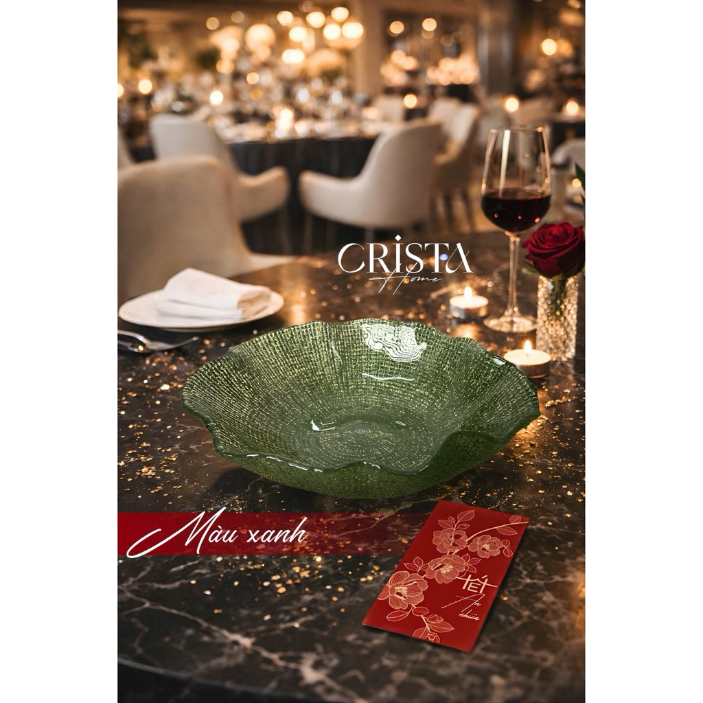 TÔ THỦY TINH VÂN LƯỚI CRISTA HOME 28CM CAO CẤP