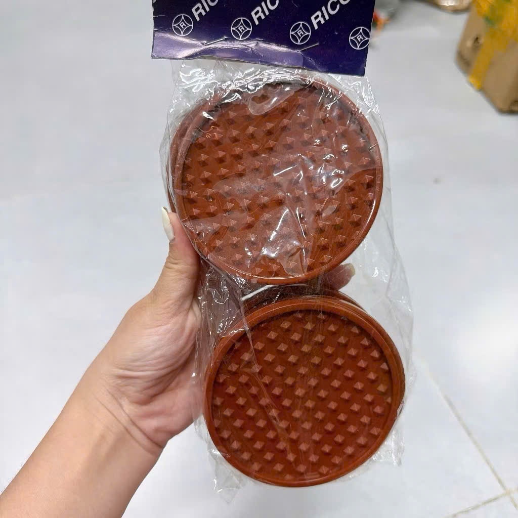 Bộ 10 miếng lót ly dạng tròn gai nhọn dùng để lót ly cf, sinh tố - Lót ly dẻo nhựa RICO (9cm) đủ màu