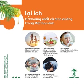 Hộp 12 gói stick mật hoa dừa Sokfarm 15g dùng ngay bổ sung năng lượng, khoáng chất, điện giải