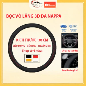 Bọc Vô Lăng Ô Tô 3D Da Nappa Cao Cấp, Siêu Mỏng, Thoáng Khí, Chống Trượt Cho Xe Toyota, Honda, Mazda, Hyundai, Kia 38cm