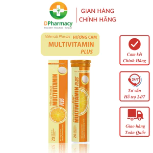 Viên Sủi Plusszs Multivitamin Plus ( Hương Cam), Hỗ Trợ Bổ Sung Vitamin và Khoáng Chất, Typ 20 viên