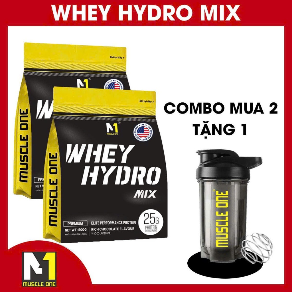 Whey protein Hydro Mix M1 - Hỗ trợ tăng cơ hiệu quả nhanh kèm tặng Bình lắc - Hàng Chính Hãng
