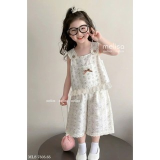 [B&G] Sét bộ hoa nhí áo sát nách kèm quần lửng phối ren mùa hè cho bé gái từ 10-45kg
