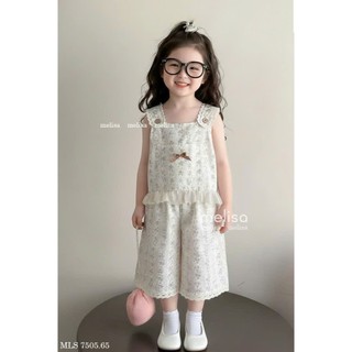 [B&G] Sét bộ hoa nhí áo sát nách kèm quần lửng phối ren mùa hè cho bé gái từ 10-45kg