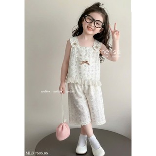 [B&G] Sét bộ hoa nhí áo sát nách kèm quần lửng phối ren mùa hè cho bé gái từ 10-45kg