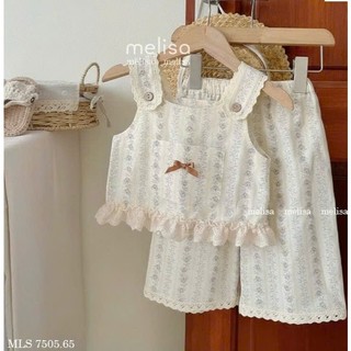 [B&G] Sét bộ hoa nhí áo sát nách kèm quần lửng phối ren mùa hè cho bé gái từ 10-45kg
