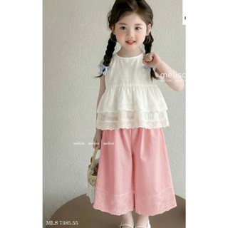 [B&G] Sét bộ áo sát nách thêu ren kèm quần dài hồng dễ thương mùa hè cho bé gái từ 10-45kg