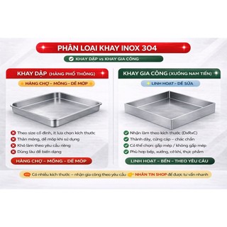 Khay Inox công nghiệp - khay inox 304 chữ nhật - Gia công theo yêu cầu