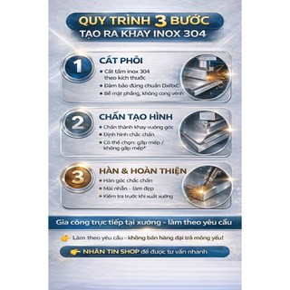 Khay Inox công nghiệp - khay inox 304 chữ nhật - Gia công theo yêu cầu