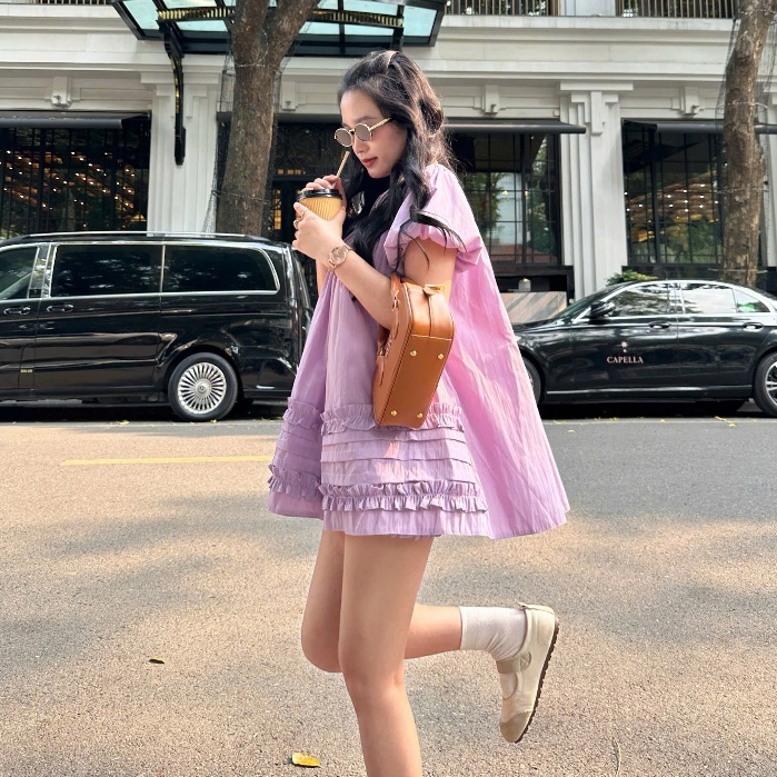 Áo Váy Babydoll Cổ Sen 2 Lớp Form Rộng Gấu Bèo Kèm Quần Bí – Set Du Lịch Mùa Hè Dễ Thương, Thoáng Mát Joolate