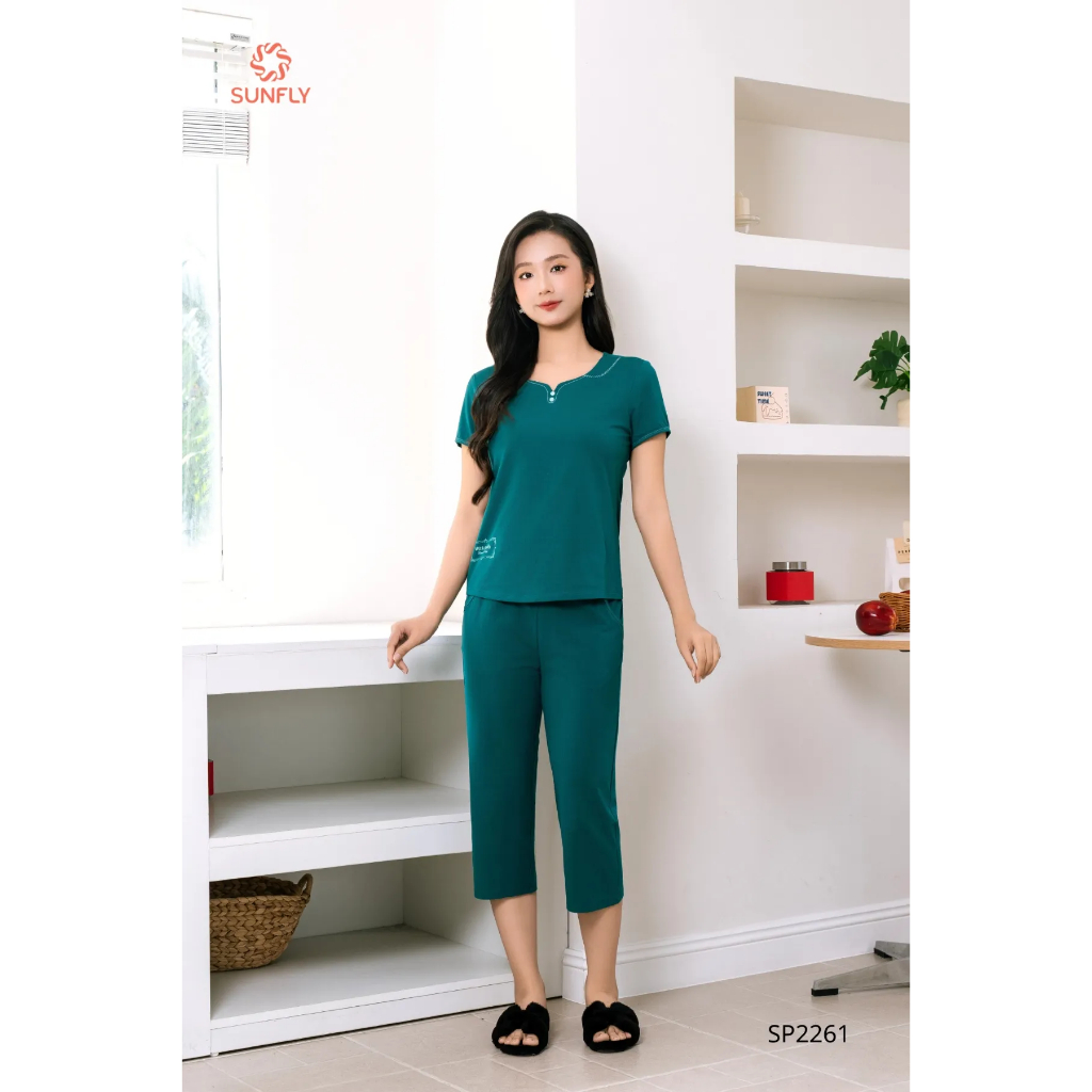 SP2261 Đồ bộ mặc nhà nữ cotton USA áo cộc quần ngố