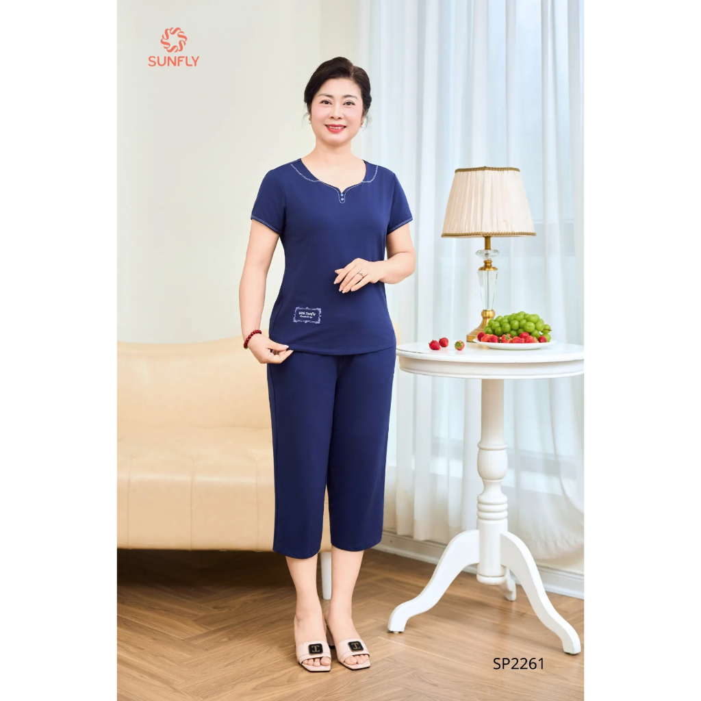 SP2261 Đồ bộ mặc nhà nữ cotton USA áo cộc quần ngố