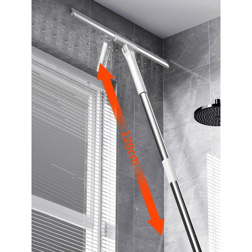 Cây Gạt Nước Sàn Nhà Tắm, Đầu Silicone Xoay 180°, Cán Inox, Gạt Nước Và Quét Bụi Tóc TitiHome