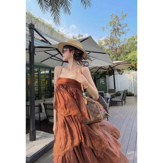 Váy Đầm Nữ 2s Phối Chân Ren Dáng Dài Maxi Chou, Váy Nữ Maxi Xoè Fom Suông Điệu Đà