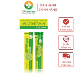 Viên Sủi Plusszs Multivitamin PlusLemon, Hỗ Trợ Bổ Sung Vitamin và Khoáng Chất, Typ 20 viên