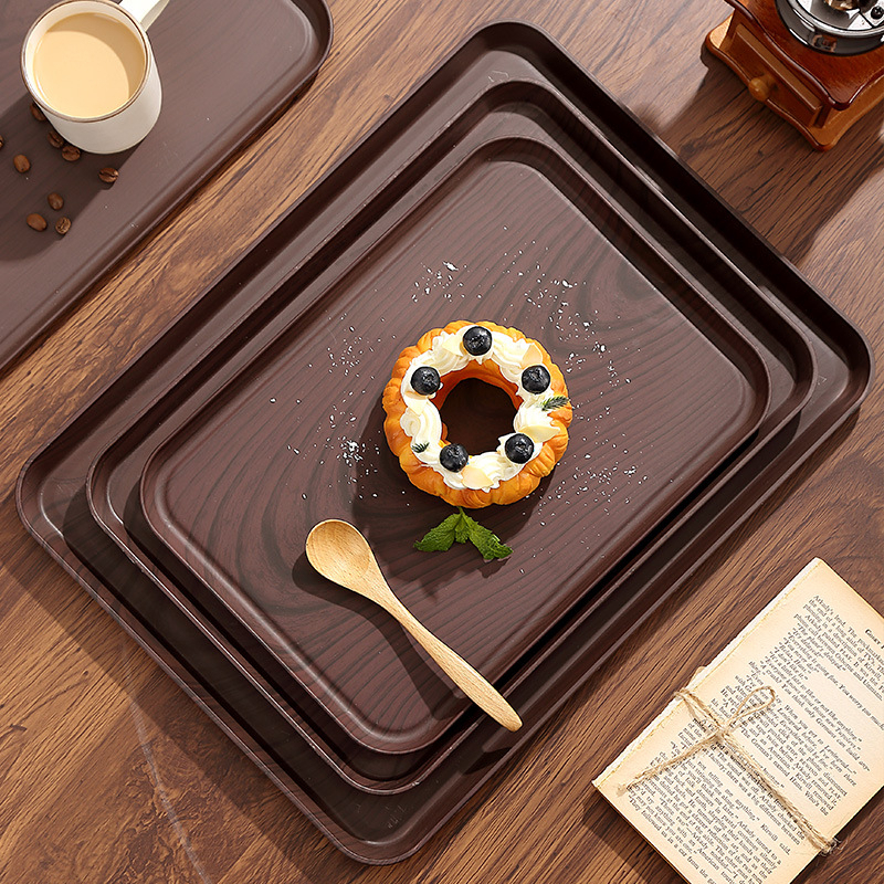 Khay Nhựa Vân Gỗ Chống Trượt Khay Phục Vụ Nhà Hàng Quán Cafe Khách Sạn Khay Bưng Đồ Ăn Đồ Uống Cao Cấp Titihome