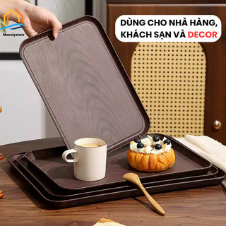 Khay nhựa vân gỗ màu tối decor phục vụ quán, nhà hàng, khách sạn, coffee HomieTech