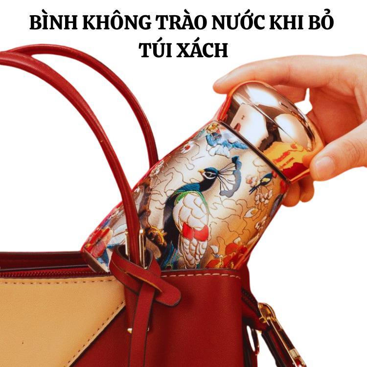 Bình cafe giữ nhiệt Inox 316 dung tích 230ml họa tiết 3D phong cách Trung Hoa huyền bí