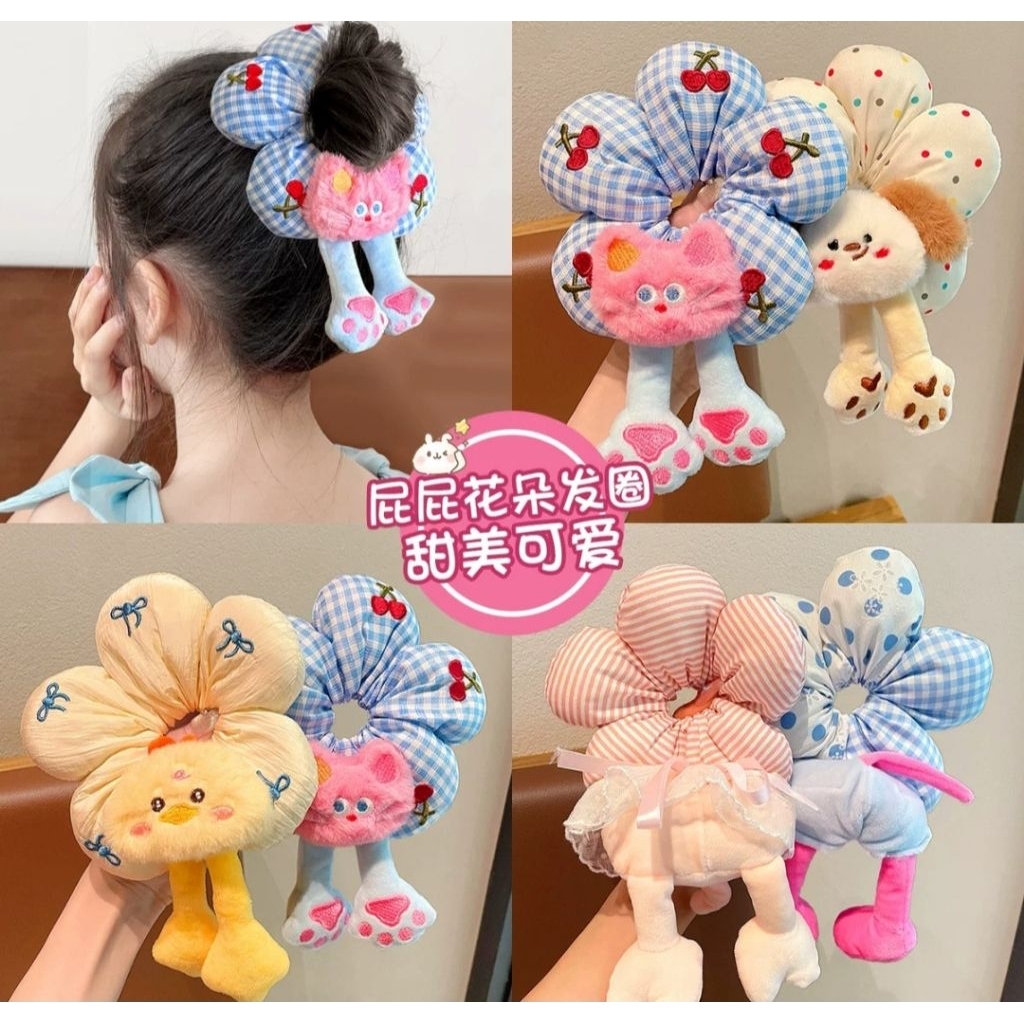 Dây Buộc Tóc Hoạt Hình, Mông Dễ Thương, Phụ Kiện Tóc Bé Gái Thu Đông, Cột Tóc Búi Tròn Siêu Xinh