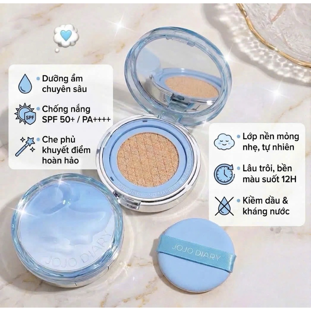[tông sáng 01] Cushion bb cream Kem nền kiềm dầu chống thấm nước , chống nắng ++  lớp nền mỏng nhẹ
