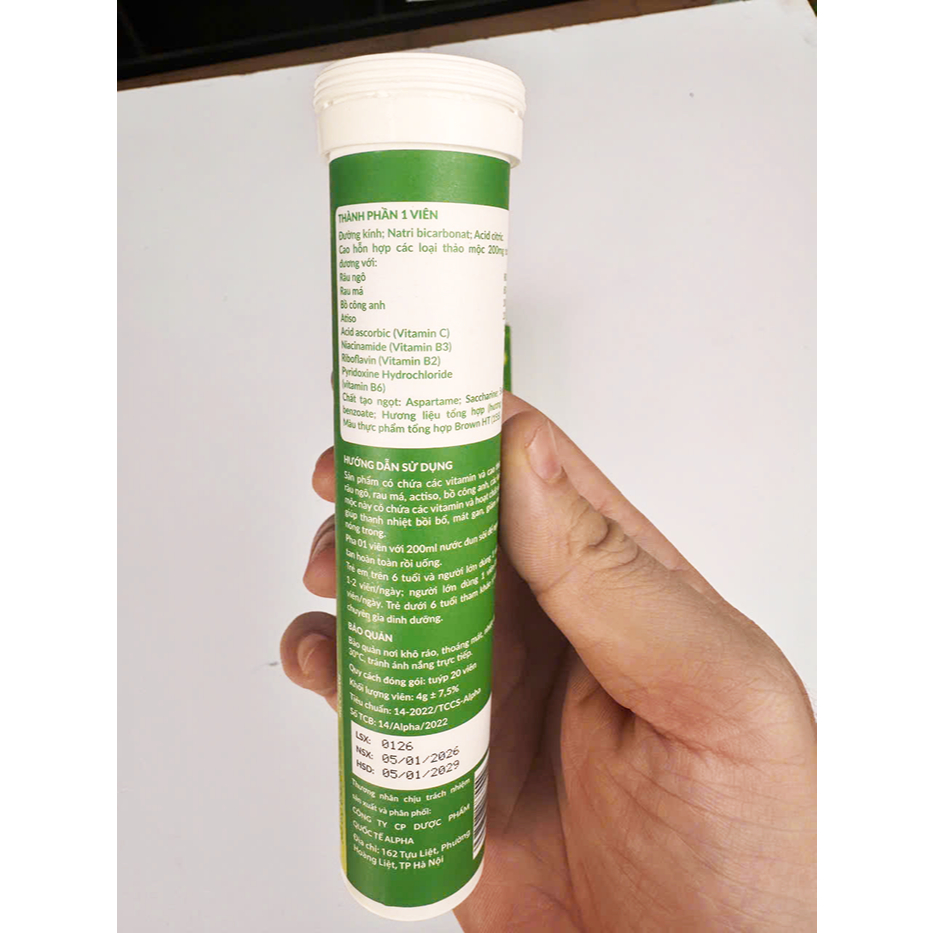 Sủi Thanh Nhiệt Plusszs Actiso, Hỗ Trợ Thanh Nhiệt, Giải Độc, Mát Gan, typ 20 viên