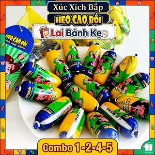 Combo 1-2-4-5 Túi Xút Xích Heo Cao Bồi, Vị Bắp & vị Bắp Phô Mai, Túi 15 Cây × 32g