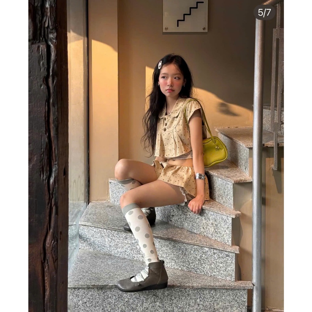 Set 3 món áo croptop form ngắn phối áo 2 dây ren mềm mix chân váy ngắn có lót đùi vải chính trẻ trung xinh đẹp