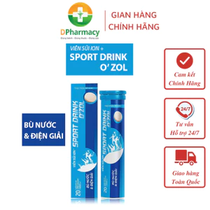 Viên sủi ION+ Sport Drink O'ZOL, Bù điện giải, Bù khoáng, Bù nước, Tuýp 20 viên