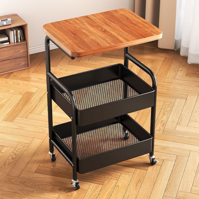 Kệ xe Đẩy 3 Tầng Mặt Gỗ Có Bánh Xe – Kệ Đựng Đồ Đa Năng Phong Cách Bắc Âu, Dùng Nhà Bếp, Phòng Khách, Phòng Ngủ