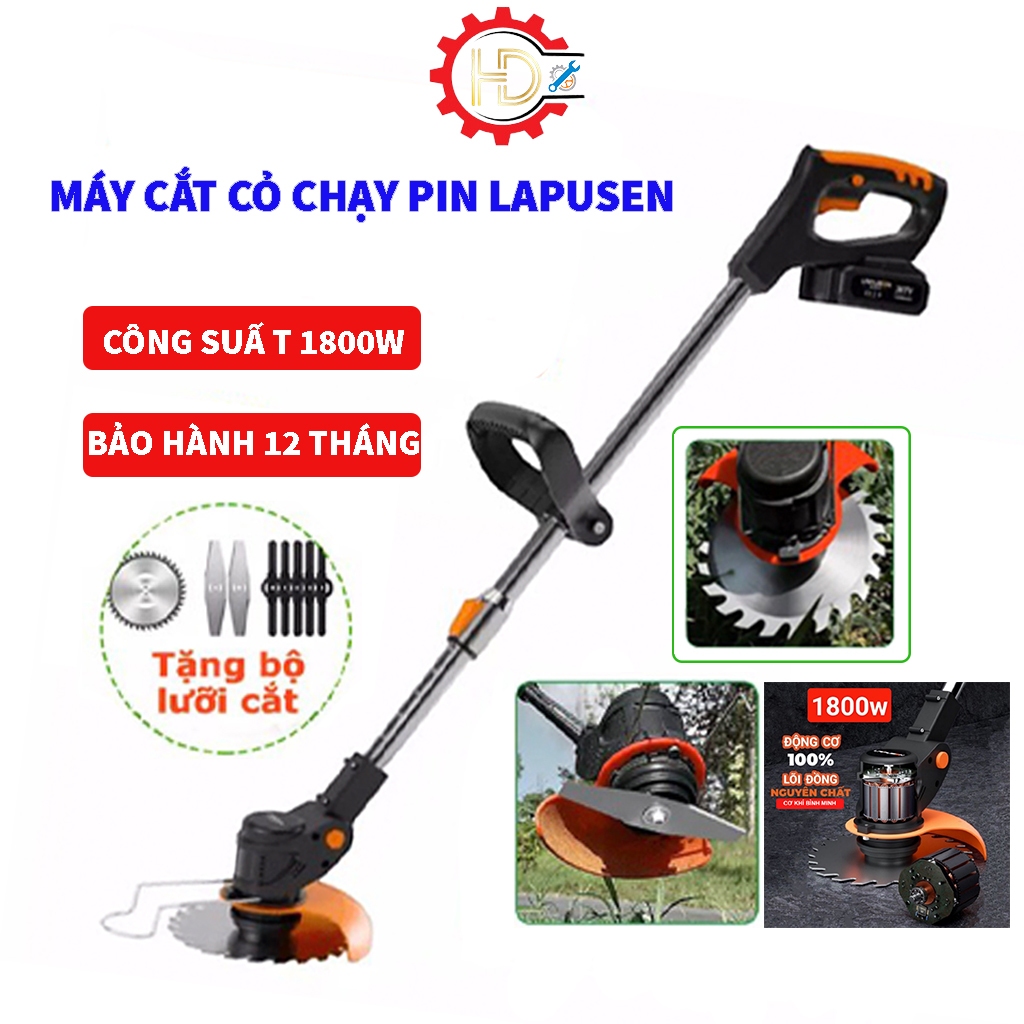 Máy cắt cỏ chạy pin LPS, máy cắt cỏ dùng pin cầm tay, động cơ lõi đồng, nhỏ gọn, dễ sử dụng.