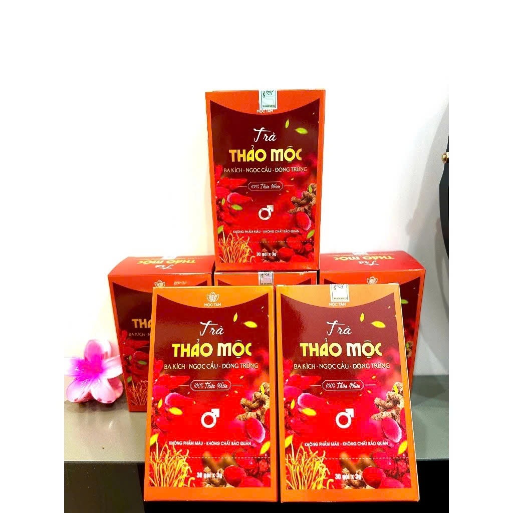 Trà Thảo Mộc Ba Kích Ngọc Cẩu Đông Trùng Chính Hãng Cao Cấp ✅ Trà tăng cường sinh lý nam bổ thận cường dương hộp 30 gói
