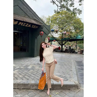 Jeans nâu ống đứng co dãn