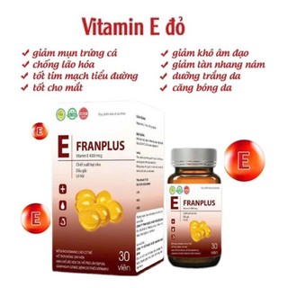 ✅ Viên uống trắng da Vitamin E Franplus [Chính Hãng Cao Cấp] ✅ Trắng da mờ nám giảm thâm sạm làm đẹp an toàn hộp 30 viên
