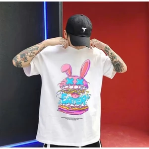 Áo thun basic unisex in hình mèo (đen / trắng) A28