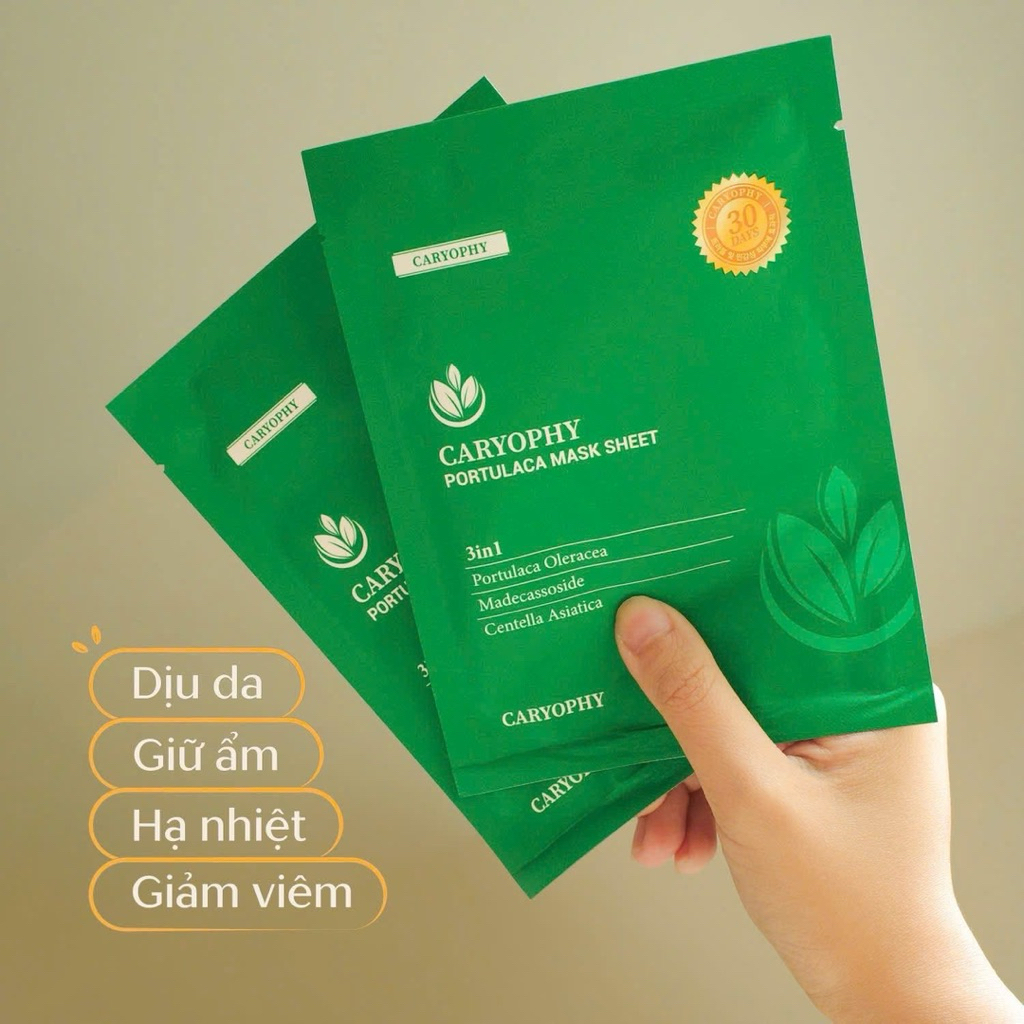 Mặt nạ giấy Caryophy Portulaca Mask Sheet hộp 10 miếng chính hãng dưỡng ẩm mượt mà
