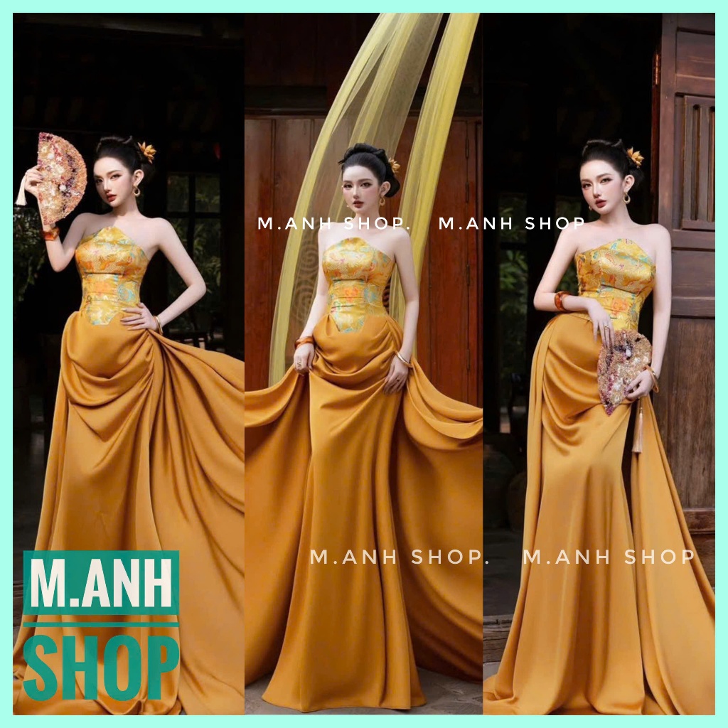 Sét Yếm Rồng Vàng Chụp Ảnh Trung Thu Nàng Thơ Xinh Đẹp