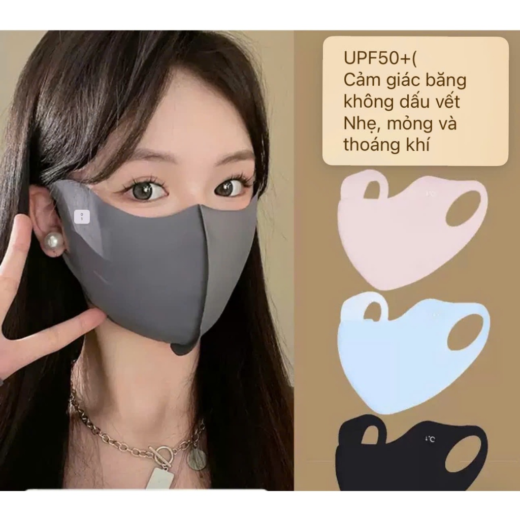 Khẩu Trang Băng Chống Nắng UPF50+ Cao Cấp – Vải Ice Silk Làm Mát, Chống Tia UV, Thoáng Khí Không Dấu Vết
