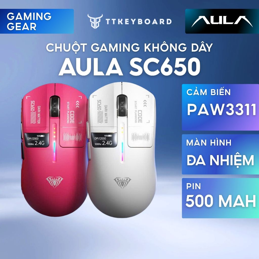 Chuột Gaming Không Dâu Aula SC650, 3 Mode Kết Nối, Màn Hình Đa Nhiệm ...