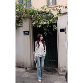 Quần Jeans Bò Ống Loe Túi Thêu Chỉ Chuẩn Linh Hoàng