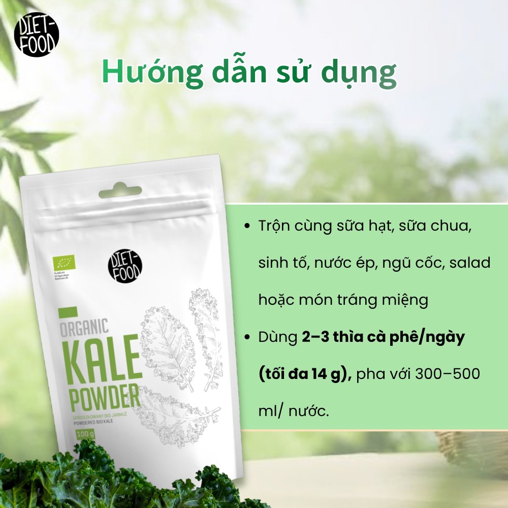 Bột cải xoăn Kale hữu cơ 100g Diet Food Organic Kale Powder