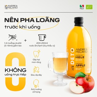 Giấm Táo Detox Milan Andrea Milano Organic Apple Cider Vinegar With The Mother